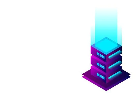 Datacenter isometric vector illustration. Abstract 3d hosting server or data  Stock Illustration