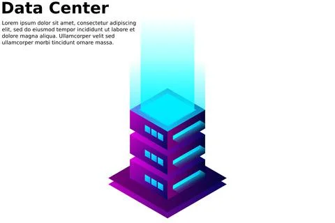 Datacenter isometric vector illustration. Abstract 3d hosting server or data  스톡 일러스트