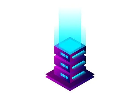 Datacenter isometric vector illustration. Abstract 3d hosting server or data  イラスト素材