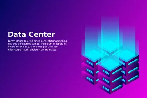 Datacenter isometric vector illustration. Abstract 3d hosting server or data  Stock Illustration