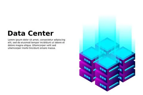 Datacenter isometric vector illustration. Abstract 3d hosting server or data  Stock Illustration