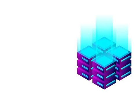 Datacenter isometric vector illustration. Abstract 3d hosting server or data  Stock Illustration