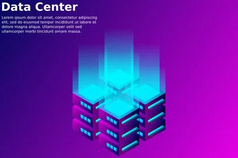 Datacenter isometric vector illustration. Abstract 3d hosting server or data  イラスト素材
