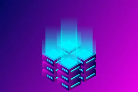 Datacenter isometric vector illustration. Abstract 3d hosting server or data  Stock Illustration