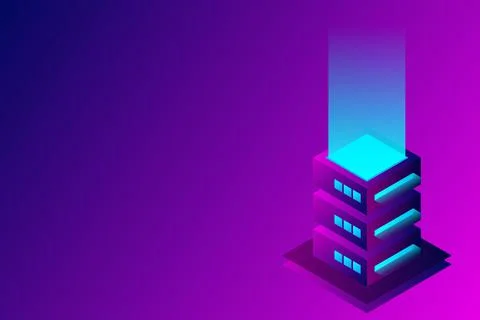 Datacenter isometric vector illustration. Abstract 3d hosting server or data  Stock Illustration