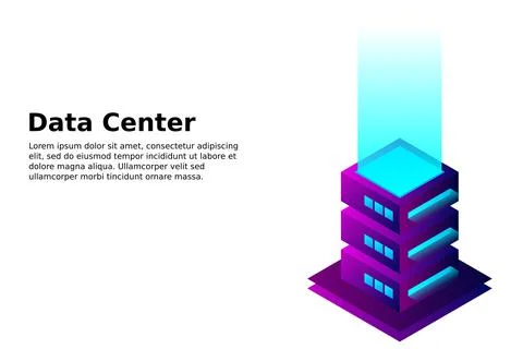 Datacenter isometric vector illustration. Abstract 3d hosting server or data  イラスト素材