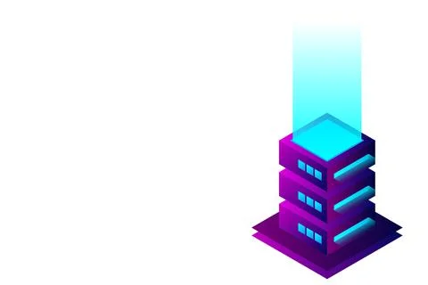 Datacenter isometric vector illustration. Abstract 3d hosting server or data  Stockillustratie