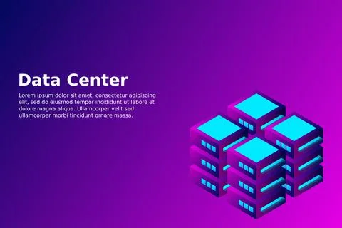 Datacenter isometric vector illustration. Abstract 3d hosting server or data  イラスト素材