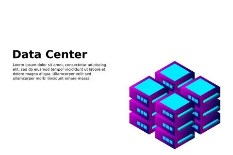 Datacenter isometric vector illustration. Abstract 3d hosting server or data  イラスト素材
