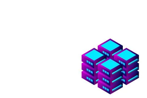 Datacenter isometric vector illustration. Abstract 3d hosting server or data  Stock Illustration