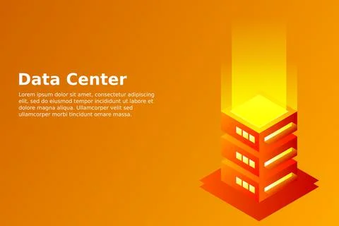 Datacenter isometric vector illustration. Abstract 3d hosting server or data  Stock Illustration