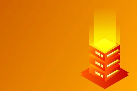 Datacenter isometric vector illustration. Abstract 3d hosting server or data  스톡 일러스트