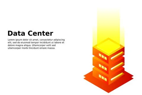 Datacenter isometric vector illustration. Abstract 3d hosting server or data  Stockillustratie