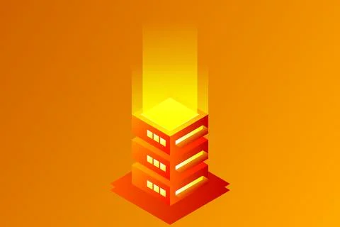 Datacenter isometric vector illustration. Abstract 3d hosting server or data  스톡 일러스트