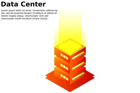 Datacenter isometric vector illustration. Abstract 3d hosting server or data  イラスト素材