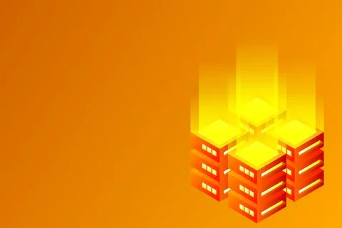 Datacenter isometric vector illustration. Abstract 3d hosting server or data  Stock Illustration