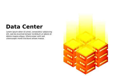 Datacenter isometric vector illustration. Abstract 3d hosting server or data  Stock Illustration