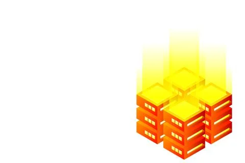 Datacenter isometric vector illustration. Abstract 3d hosting server or data  스톡 일러스트