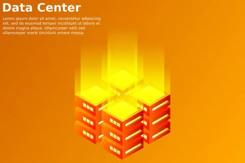 Datacenter isometric vector illustration. Abstract 3d hosting server or data  Stock Illustration