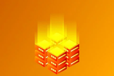 Datacenter isometric vector illustration. Abstract 3d hosting server or data  Stock Illustration