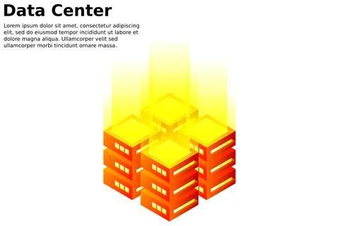 Datacenter isometric vector illustration. Abstract 3d hosting server or data  스톡 일러스트