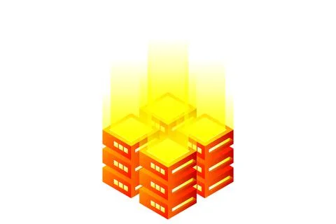 Datacenter isometric vector illustration. Abstract 3d hosting server or data  Stock Illustration