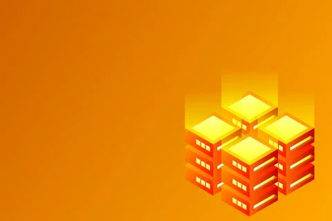 Datacenter isometric vector illustration. Abstract 3d hosting server or data  스톡 일러스트