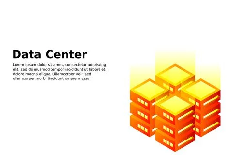 Datacenter isometric vector illustration. Abstract 3d hosting server or data  イラスト素材