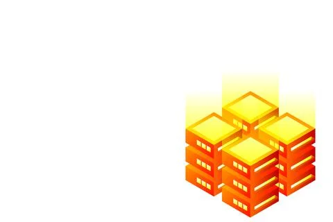 Datacenter isometric vector illustration. Abstract 3d hosting server or data  イラスト素材
