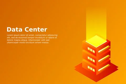 Datacenter isometric vector illustration. Abstract 3d hosting server or data  Stock Illustration