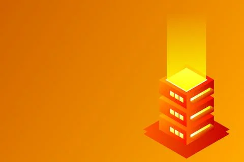 Datacenter isometric vector illustration. Abstract 3d hosting server or data  Stockillustratie