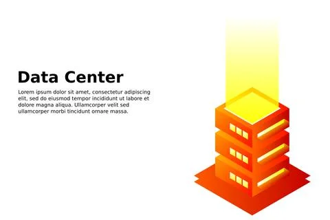 Datacenter isometric vector illustration. Abstract 3d hosting server or data  イラスト素材