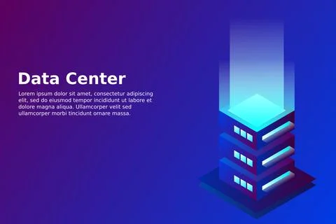 Datacenter isometric vector illustration. Abstract 3d hosting server or data  Stockillustratie