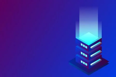 Datacenter isometric vector illustration. Abstract 3d hosting server or data  Stock Illustration
