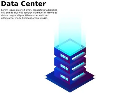 Datacenter isometric vector illustration. Abstract 3d hosting server or data  Stockillustratie