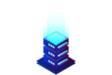 Datacenter isometric vector illustration. Abstract 3d hosting server or data  Stock Illustration