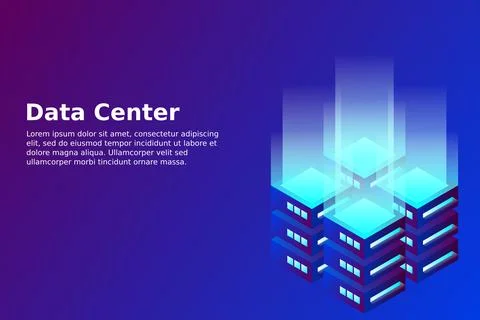 Datacenter isometric vector illustration. Abstract 3d hosting server or data  イラスト素材
