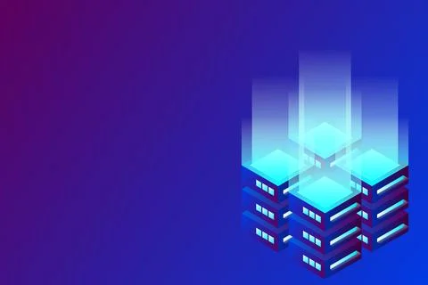 Datacenter isometric vector illustration. Abstract 3d hosting server or data  Stock Illustration