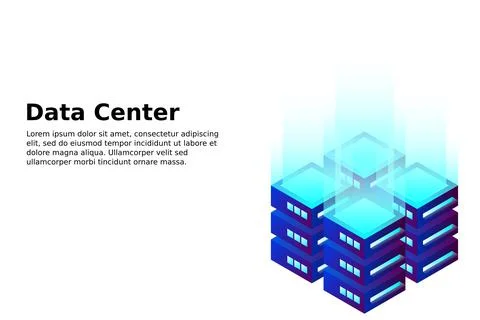 Datacenter isometric vector illustration. Abstract 3d hosting server or data  Stockillustratie