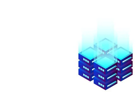 Datacenter isometric vector illustration. Abstract 3d hosting server or data  Stock Illustration