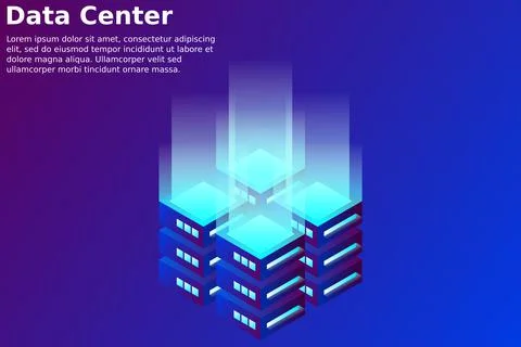 Datacenter isometric vector illustration. Abstract 3d hosting server or data  Stock Illustration