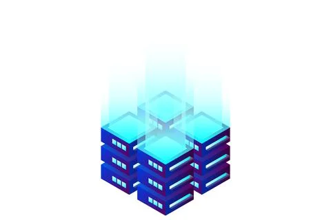 Datacenter isometric vector illustration. Abstract 3d hosting server or data  Stock Illustration