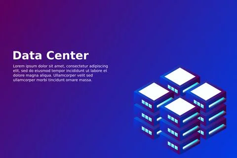 Datacenter isometric vector illustration. Abstract 3d hosting server or data  Stock Illustration