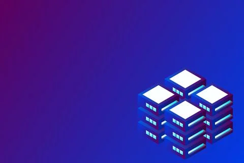 Datacenter isometric vector illustration. Abstract 3d hosting server or data  イラスト素材