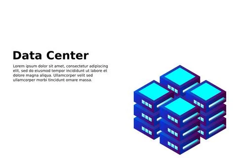 Datacenter isometric vector illustration. Abstract 3d hosting server or data  Stockillustratie
