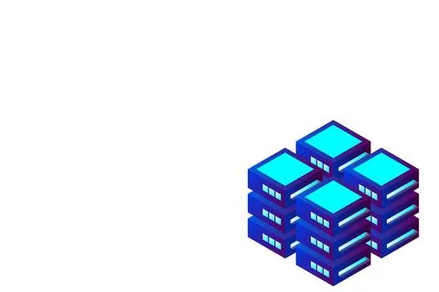 Datacenter isometric vector illustration. Abstract 3d hosting server or data  イラスト素材
