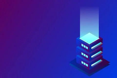 Datacenter isometric vector illustration. Abstract 3d hosting server or data  イラスト素材