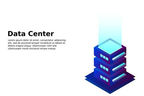 Datacenter isometric vector illustration. Abstract 3d hosting server or data  Stock Illustration