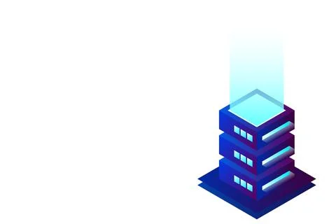 Datacenter isometric vector illustration. Abstract 3d hosting server or data  Stock Illustration
