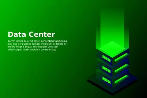 Datacenter isometric vector illustration. Abstract 3d hosting server or data  Stock Illustration